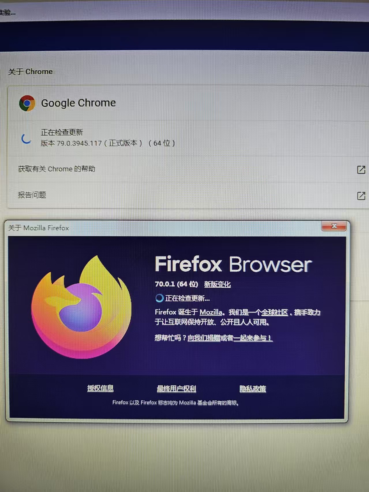 Google Chrome 和 Mozilla Firefox 的关于页面